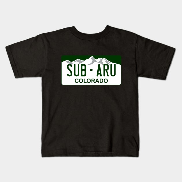 Subaru - Colorado License Plate Kids T-Shirt by Explore The Adventure